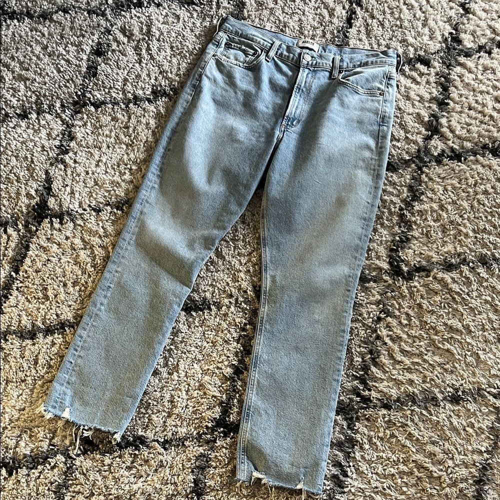 AGOLDE Merrel High Rise Straight Crop Jeans Raw Hem Size 28 - Picture 2 of 10